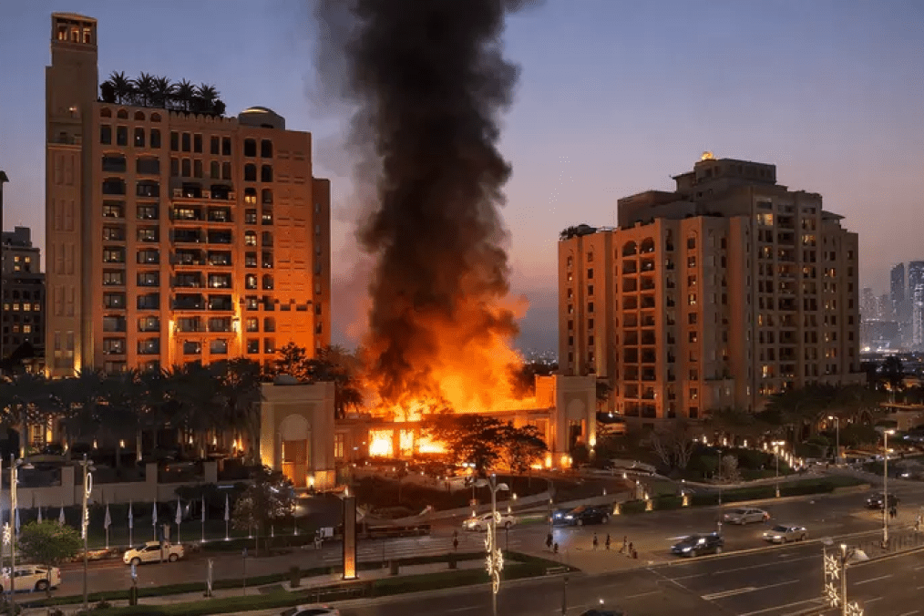 Iranian Shahed Drone Strikes the US Consulate in Dubai, UAE; Fire Breaks Out